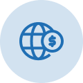 globe with coin icon illustration